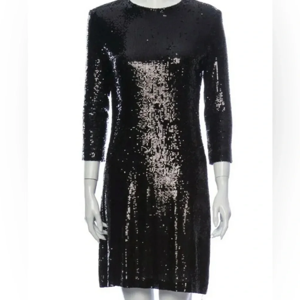 Tory Burch womens black sequins crew neck dress size medium